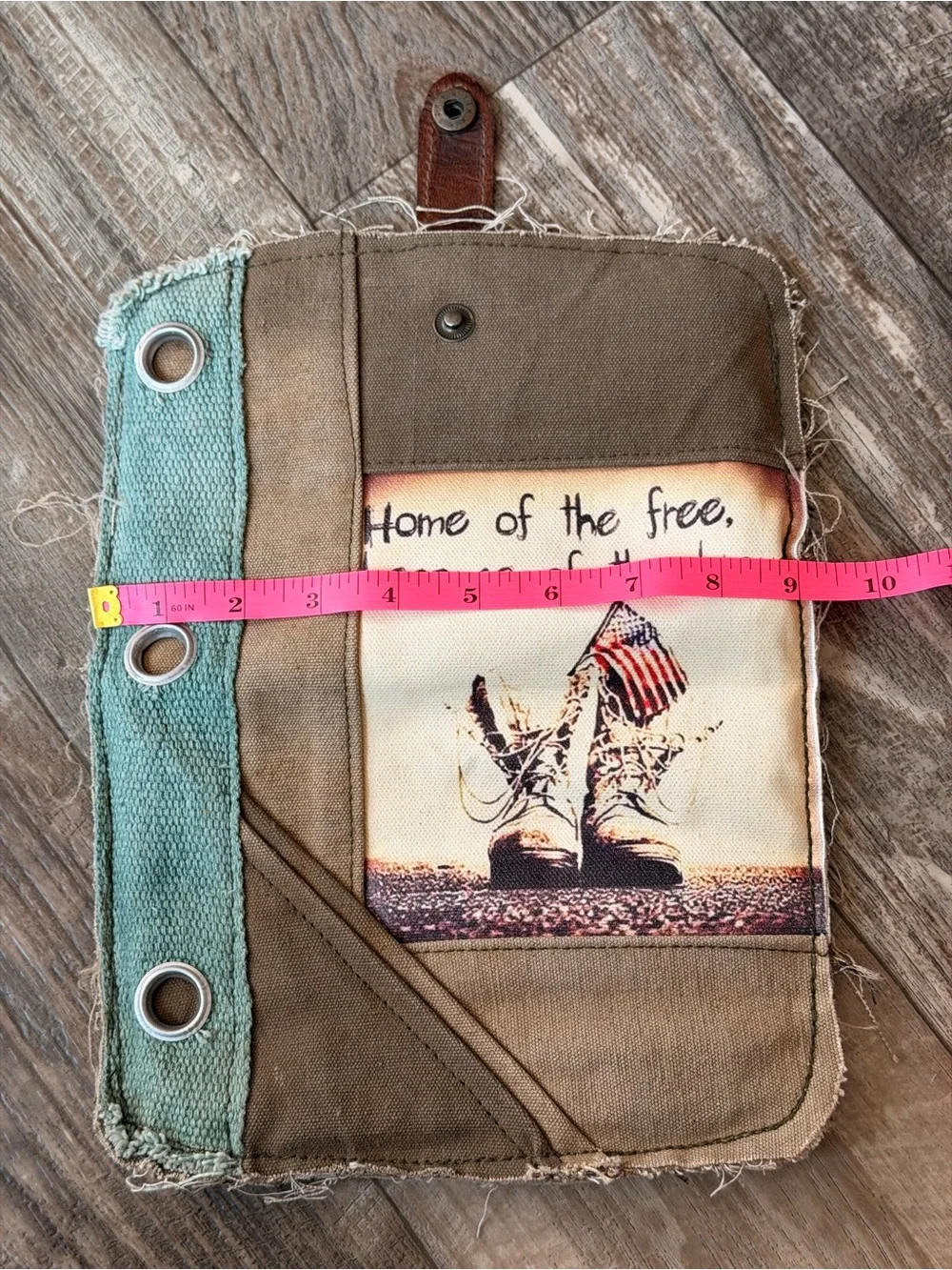 Addiction Canvas Pouch with Brown Leather Accents
